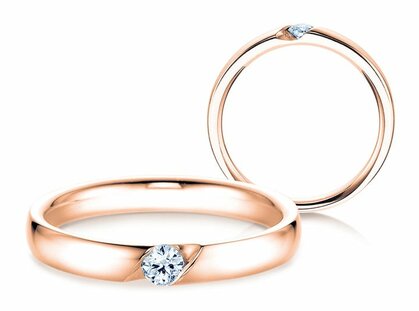 Bague de fiançailles Italic dans 14K or rose avec diamant 0,03ct H/SI