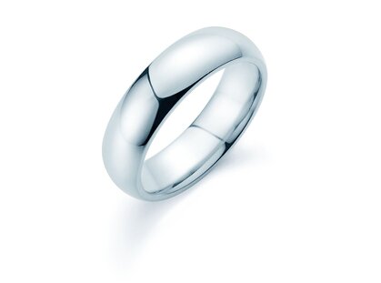 Bague pour homme Classic 6mm dans 14K or blanc polie