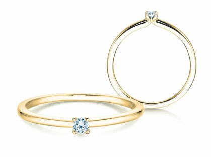 Bague de fiançailles Classic 4 dans 14K or jaune avec diamant 0,05ct H/SI