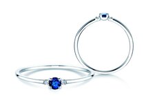 Bague de fiançailles Glory Petite en platine 950/- avec saphir 0,08ct et diamants 0,02ct