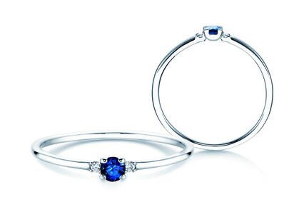 Bague de fiançailles Vivid Petite en platine 950/- avec saphir 0,08ct et diamants 0,02ct