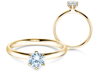 Bague de fiançailles Classic 6 dans 14K or jaune avec diamant 0,50ct G/SI