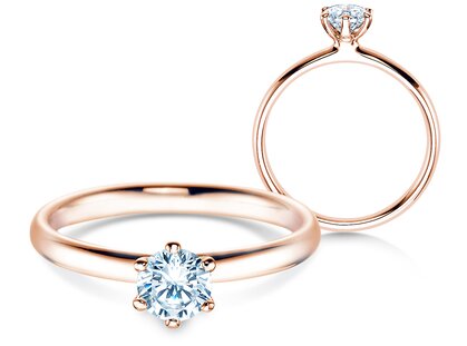 Bague de fiançailles Classic 6 dans 14K or rose avec diamant 0,50ct G/SI