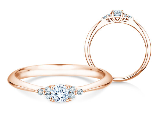 Bague de fiançailles Vivid Diamond en 9K or rose avec diamants 0,31ct
