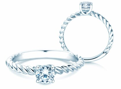 Bague de fiançailles Classic Loop en 14K or blanc avec diamant 0,50ct H/SI