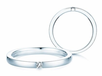 Bague de fiançailles Infinity dans platine 950/- avec diamant 0,03ct D/IF