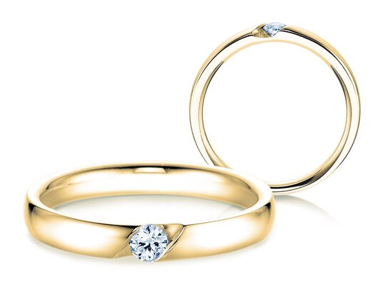 Bague de fiançailles Italic en 9K or jaune avec diamant 0,10ct