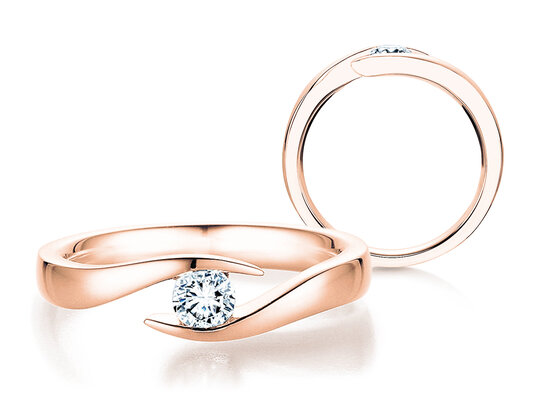 Bague de fiançailles Twist en 9K or rose avec diamant 0,03ct
